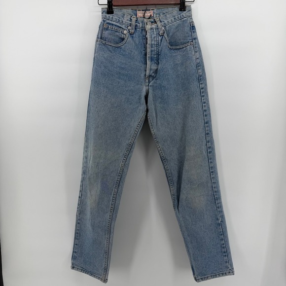 VTG Guess Jeans Women's 26 Light Wash Straight Leg Denim USA Made Button Fly - Picture 2 of 16